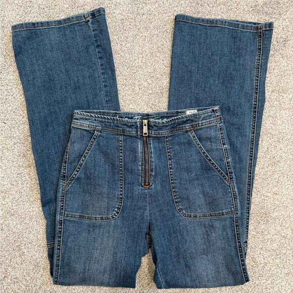 Free People High Waisted Zipper Flare Jeans, Size 29 (US 8) - Picture 1 of 5